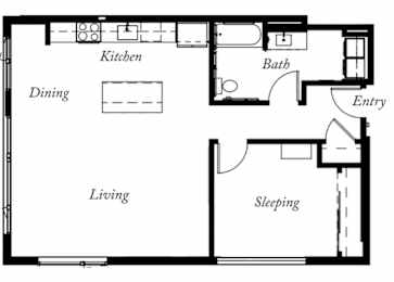 A7 - 1 Bed -1 Bath - 901 Sq Ft - 2D - Willow Apartments