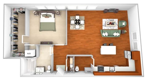 Harbor Hill Apartments - A9 - 1 bed 1 bath - 3D