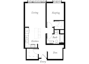 A9 - 1 Bed -1 Bath - 808 Sq Ft - 2D - Willow Apartments