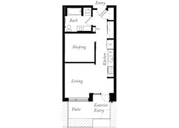 AB - 1 Bed -1 Bath - 575 Sq Ft - 2D - Willow Apartments