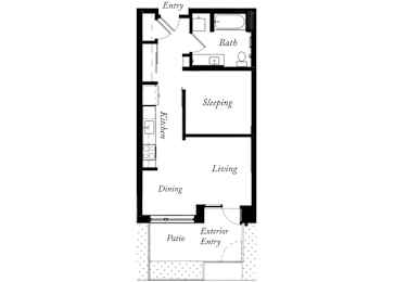 AC - 1 Bed -1 Bath - 575 Sq Ft - 2D - Willow Apartments
