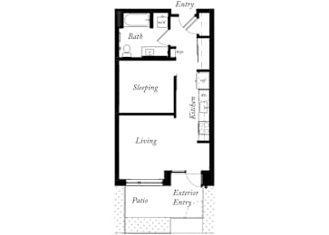 AD - 1 Bed -1 Bath - 583 Sq Ft - 2D - Willow Apartments