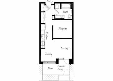 AE - 1 Bed -1 Bath - 563 Sq Ft - 2D - Willow Apartments