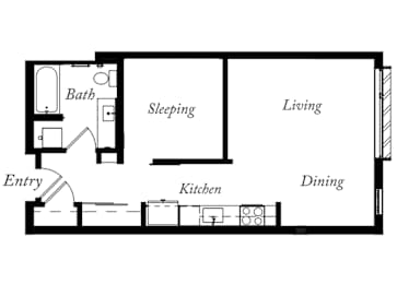 AG - 1 Bed -1 Bath - 602 Sq Ft - 2D - Willow Apartments