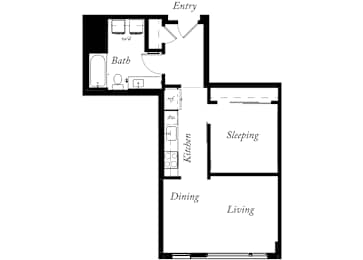 AJ - 1 Bed -1 Bath - 615 Sq Ft - 2D - Willow Apartments