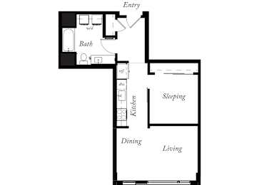 AK - 1 Bed -1 Bath - 633 Sq Ft - 2D - Willow Apartments