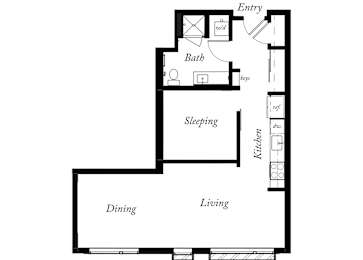 AM - 1 Bed -1 Bath - 720 Sq Ft - 2D - Willow Apartments
