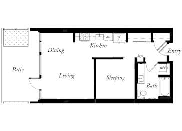 AN - 1 Bed -1 Bath - 608 Sq Ft - 2D - Willow Apartments