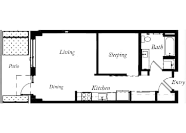 AO - 1 Bed -1 Bath - 648 Sq Ft - 2D - Willow Apartments