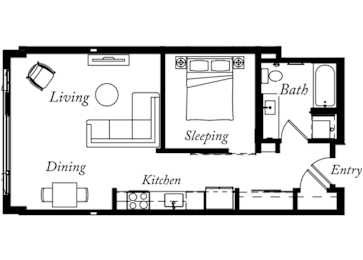 AQ - 1 Bed -1 Bath - 657 Sq Ft - 2D - Willow Apartments