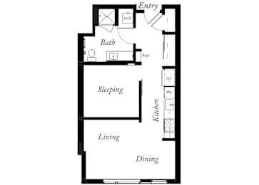 AT - 1 Bed -1 Bath - 572 Sq Ft - 2D - Willow Apartments