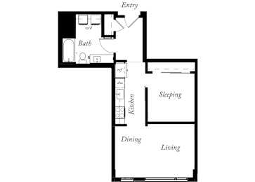 AU - 1 Bed -1 Bath - 616 Sq Ft - 2D - Willow Apartments