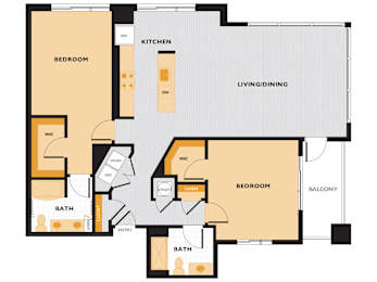 B06 - 2Bed 2Bath - The Perry 2D Floor Plan