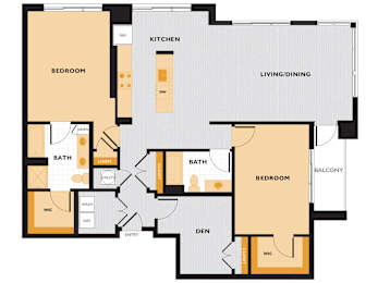 B08 - 2Bed 2Bath with Den - The Perry 2D Floor Plan