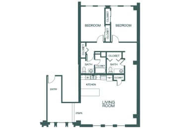 The Kirby 2D floor plan B0A 2 bedroom