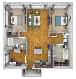 AVANT on Market Center - B11 - 2 bedroom and 2 bath -3D