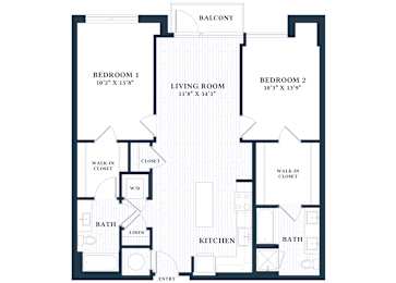 B12B - 2 Bed - 2 Bath - Brentford at the Mile - 2D Floor Plan