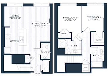 B14L - 2 Bed - 2 Bath - Brentford at the Mile - 2D Floor Plan