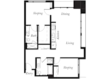B15 - 2 Bed - 2 Bath - 1076 Sq Ft - 2D - Willow Apartments