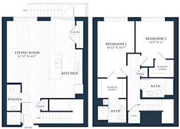 B15L - 2 Bed - 2 Bath - Brentford at the Mile - 2D Floor Plan