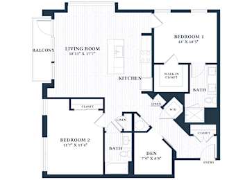 B17B - 2 Bed - 2 Bath - Brentford at the Mile - 2D Floor Plan