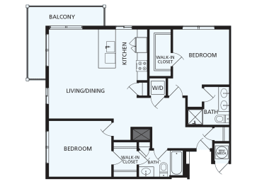 Lansdale Station Apartments B1 floor plan - 2 bed 2 bath