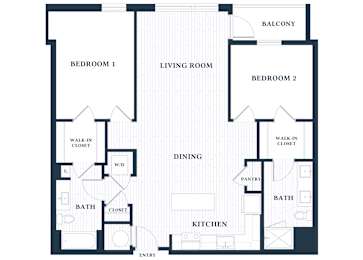 B207 - 2 Bed - 2 Bath - Brentford at the Mile - 2D Floor Plan