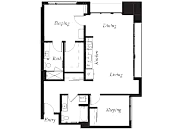 B20 - 2 Bed - 2 Bath - 1078 Sq Ft - 2D - Willow Apartments