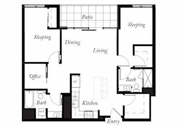 B27 - 2 Bed - 2 Bath - 1026 Sq Ft - 2D - Willow Apartments