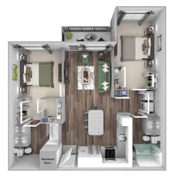 Bonterra Parc - B2 - 2 bedrooms and 2 bath - 3D floor plan