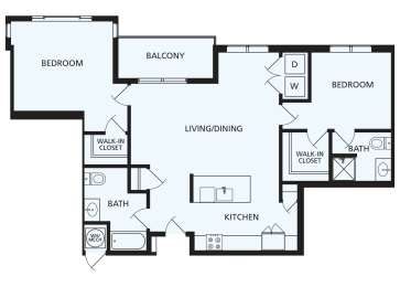 Lansdale Station Apartments B2 floor plan - 2 bed 2 bath