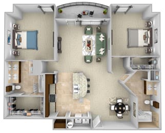 Monterra Las Colinas - B2 - 2 bedroom - 2 bath - 3D