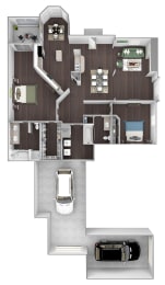 Hamptons on Heron Bay - B2 (Barbados) - 2bed 2bath - 3D