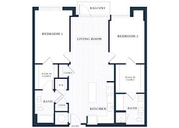 B2 - 2 Bed - 2 Bath - Brentford at the Mile - 2D Floor Plan