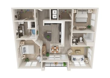 B3 - 2Bed 2Bath - 1224SF