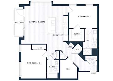 B301 - 2 Bed - 2 Bath - 1 Den - Brentford at the Mile - 2D Floor Plan