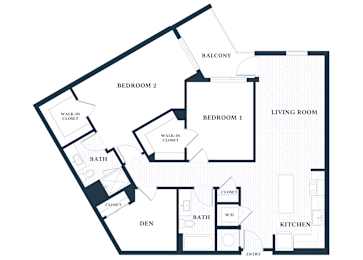 B302 - 2 Bed - 2 Bath - 1 Den - Brentford at the Mile - 2D Floor Plan