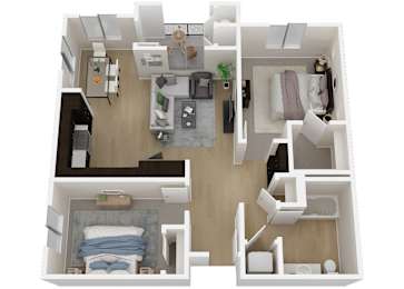 B3 -2 Bed - 1 Bath - 968 sq ft - Talavera Apartments - 3D