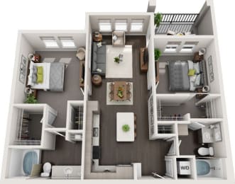 Rise at 2534 - B3 - 2 bedroom 2 bath - 3D