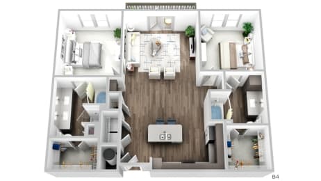 Juncture B4 floor plan 2 beds 2 baths 3D