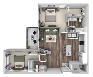 Bonterra Parc - B4 - 2 bedrooms and 2 bath - 3D floor plan