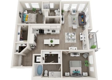 Element 25 apartments B5 2-bedroom 3D floor plan