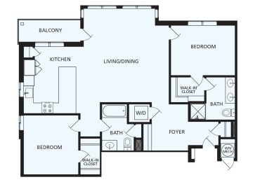 Lansdale Station Apartments B5 floor plan - 2 bed 2 bath
