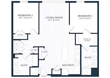 B5B - 2 Bed - 2 Bath - Brentford at the Mile - 2D Floor Plan