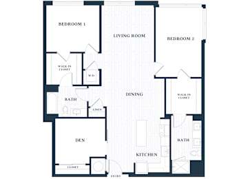 B6 - 2 Bed - 2 Bath - 1 Den - Brentford at the Mile - 2D Floor Plan
