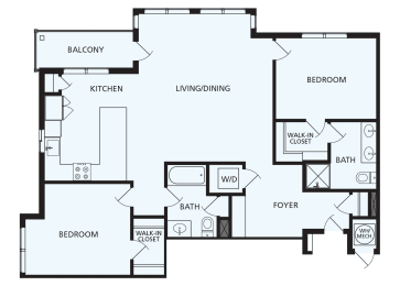 Lansdale Station Apartments B6 floor plan - 2 bed 2 bath