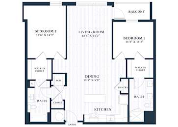 B6B - 2 Bed - 2 Bath - Brentford at the Mile - 2D Floor Plan