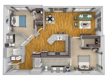 AVANT on Market Center - B7 - 2 bedroom and 2 bath -3D