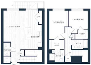 B7L - 2 Bed - 2 Bath - Brentford at the Mile - 2D Floor Plan
