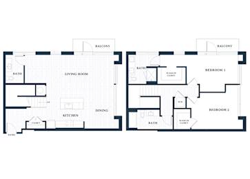 B82L - 2 Bed - 2 Bath - Brentford at the Mile - 2D Floor Plan